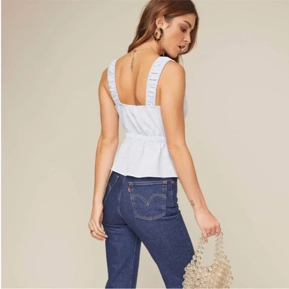 ASTR LIGHT BLUE AND WHITE GINGHAM TOP SIZE M MEDIUM - Picture 17 of 17